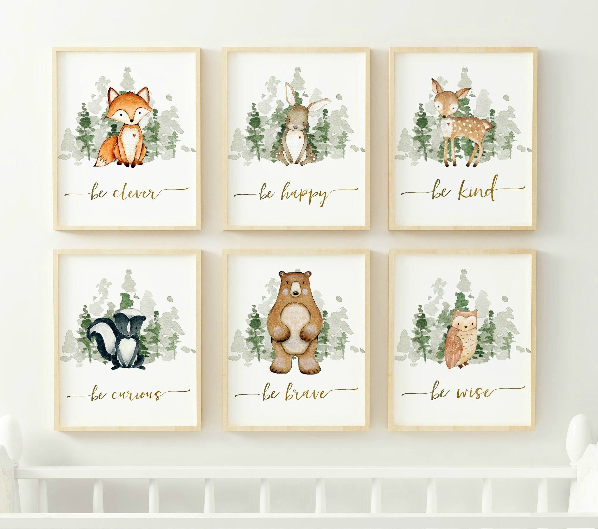 Woodland Nursery Prints Woodland Nursery Decor Boy Wall Art Etsy UK