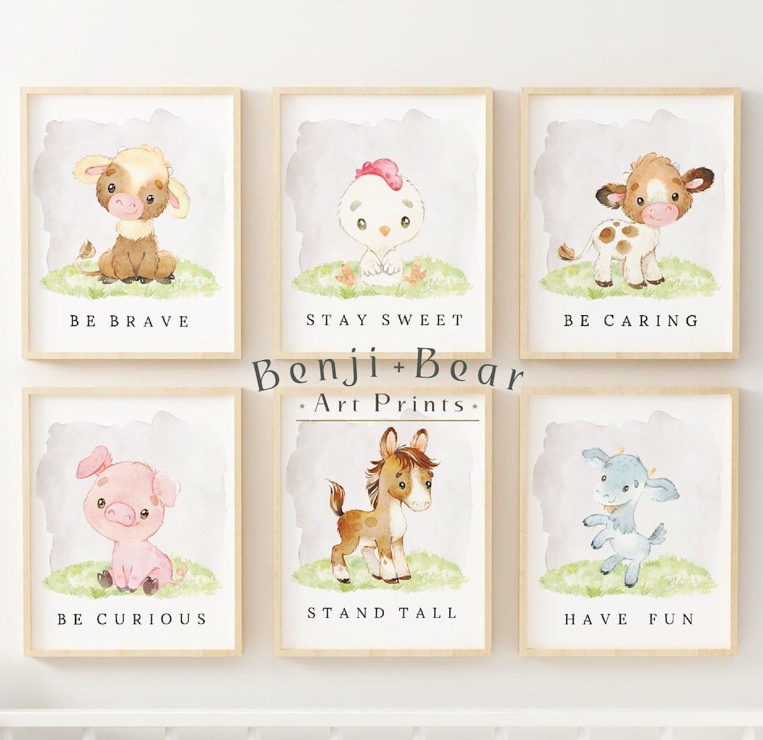 Baby Farm Animal Wall Art Farm Animal Wall Art Farm Nursery - Etsy