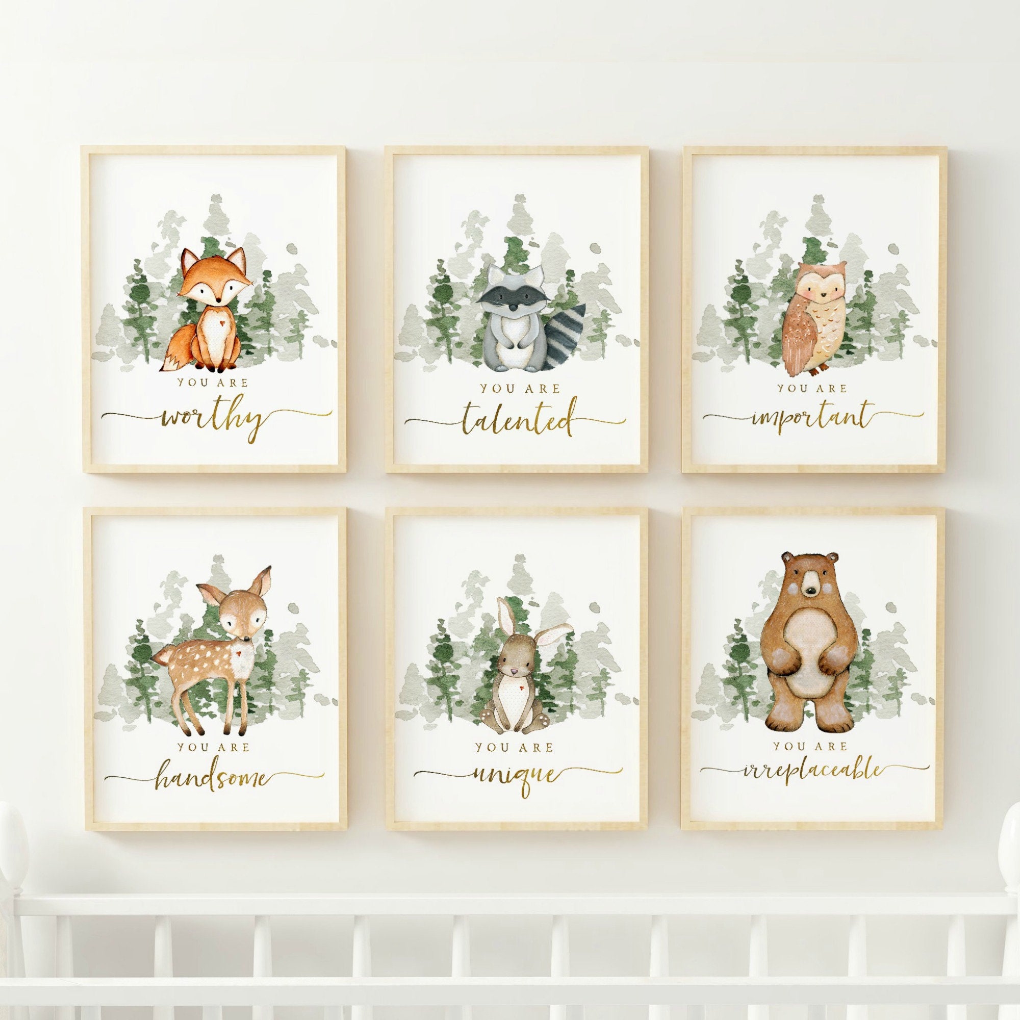 Woodland Nursery Prints Woodland Animal Prints Boy Nursery Prints