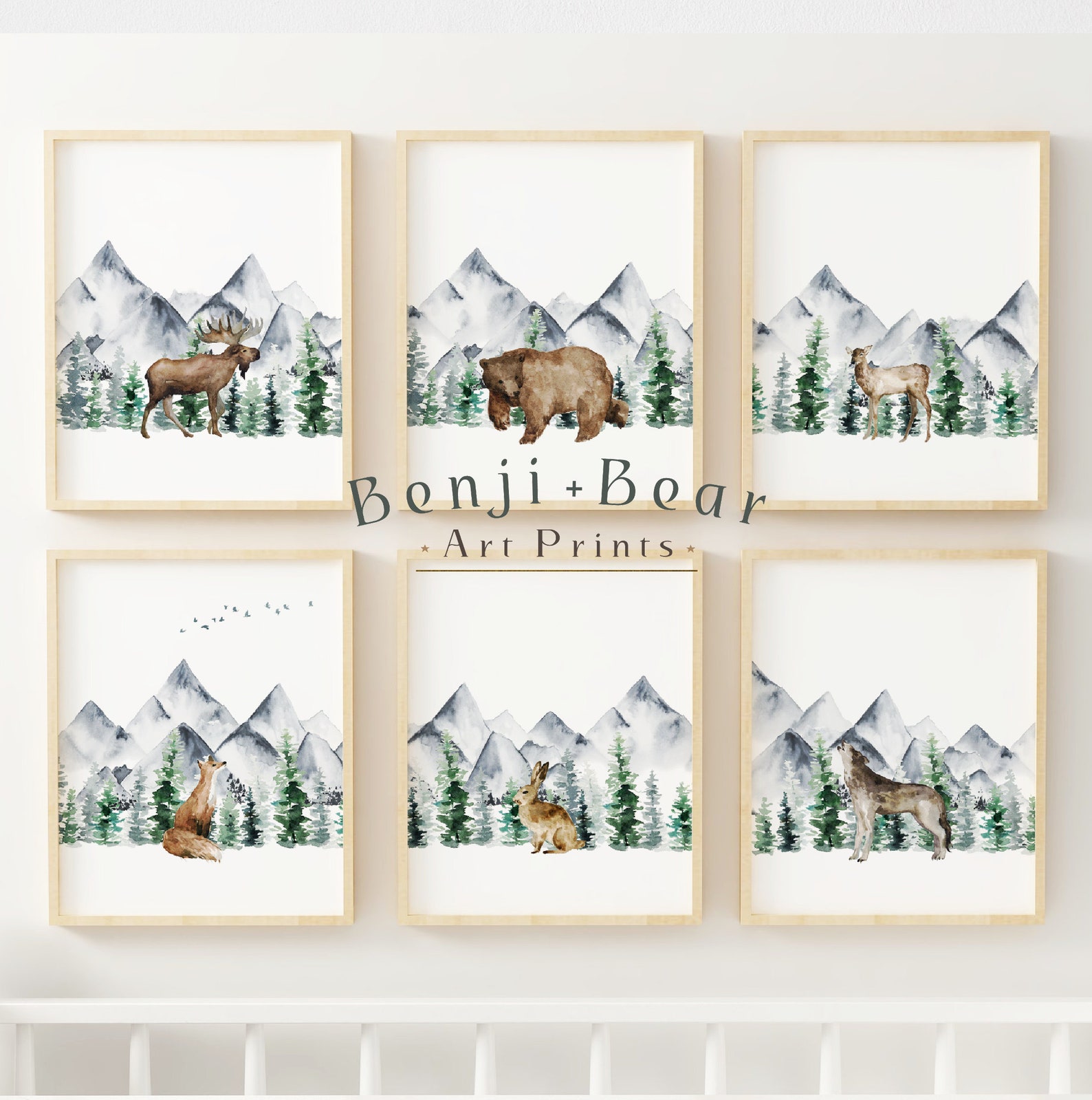 Woodland Animal Nursery Art Prints Woodland Nursery Decor Etsy