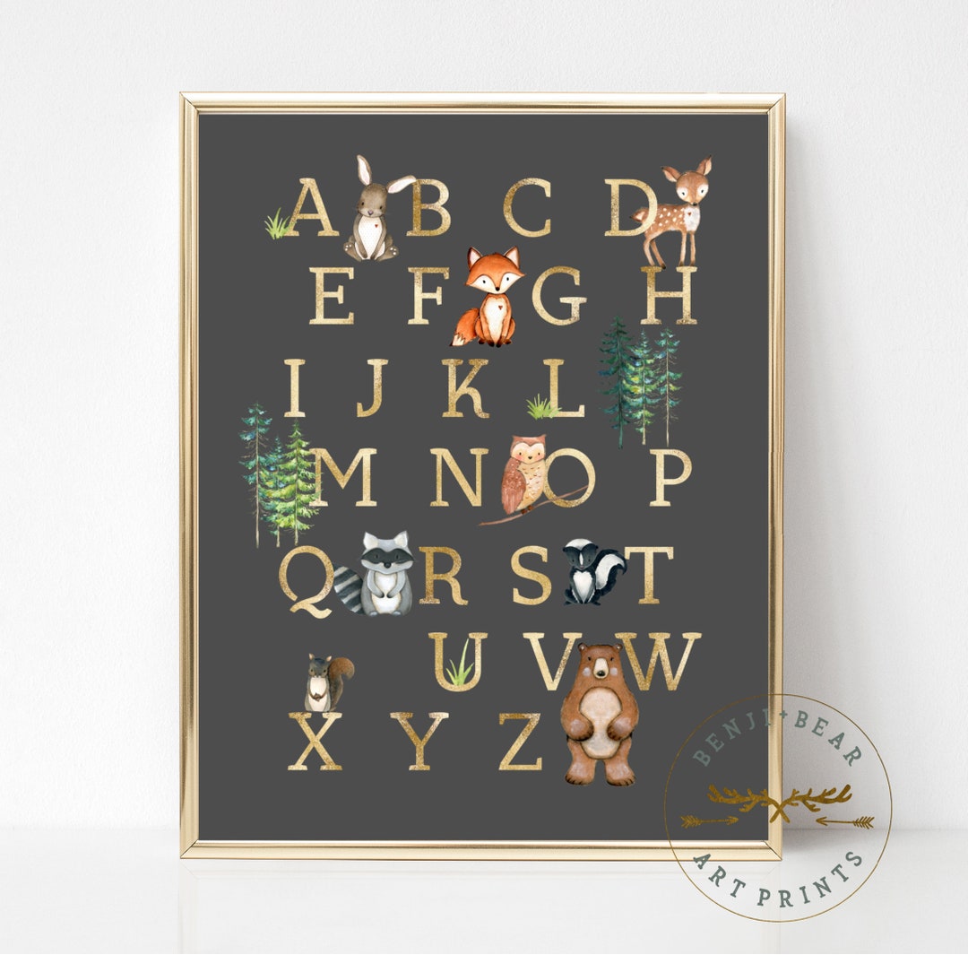 Alphabet Print Woodland Nursery Print Woodland Nursery - Etsy