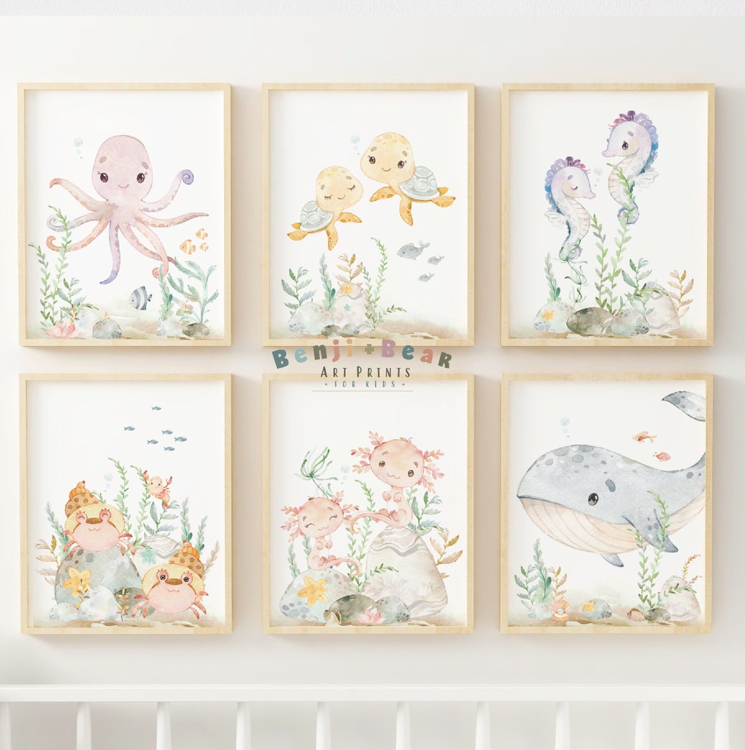 Ocean Nursery Art Print Set Under the Sea Nursery Wall Art Etsy