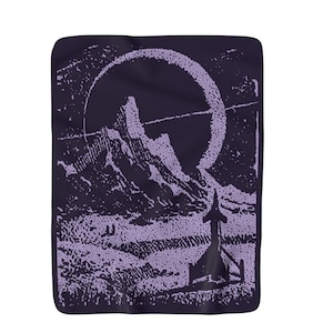 Vintage rymdraket fleecefilt 50x60 60x50 Retro science fiction-filt sherpa fleecefilt väggbonad väggkonst