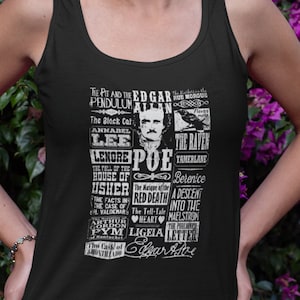 Edgar Allan Poe Tank Top / Poems Quotes Raven Literature Unisex Jersey Tank