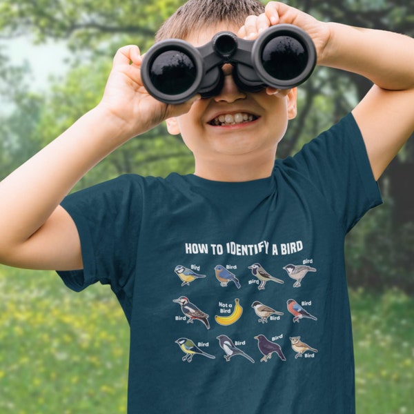 How To identify Birds Toddler T-Shirt 2T-5T / Funny Birder Tee for Birdwatching in Black, Royal Blue, or Navy Blue