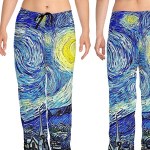 Starry Night Van Gogh Lounge Pants Pajamas / Fine Art Women&#39;s Casual Loungewear