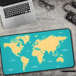 Weltkarte Schreibtischmatte / Geographische Kunst Schreibtisch Dekor Büro Geschenk
