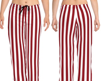 Red White Striped Lounge Pants Pajamas / Women's Casual Loungewear