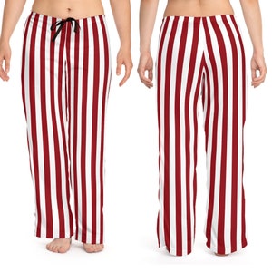 Red and white striped wide leg pants on sale