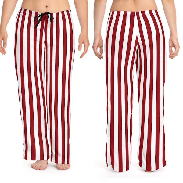 Red White Striped Lounge Pants Pajamas / Women's Casual Loungewear