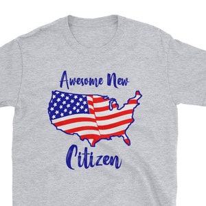 New American Citizen T-Shirt Tee US Citizenship Gifts for New Americans White Heather Grey TShirt