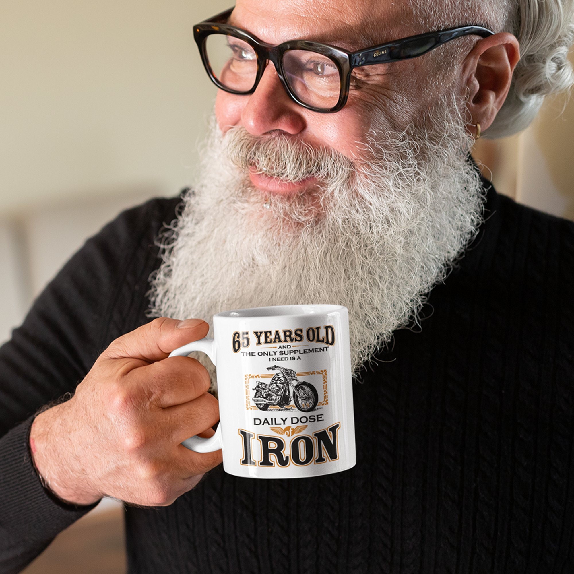 65 Year Old Biker Coffee Mug / Daily Iron Motorcycle 65th Birthday Gift -  Etsy