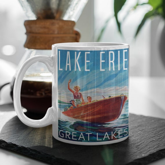 Vintage Chris Craft White Ceramic Mug by Retro Boater Vintage Chris Craft White Ceramic Mug by Retro Boater