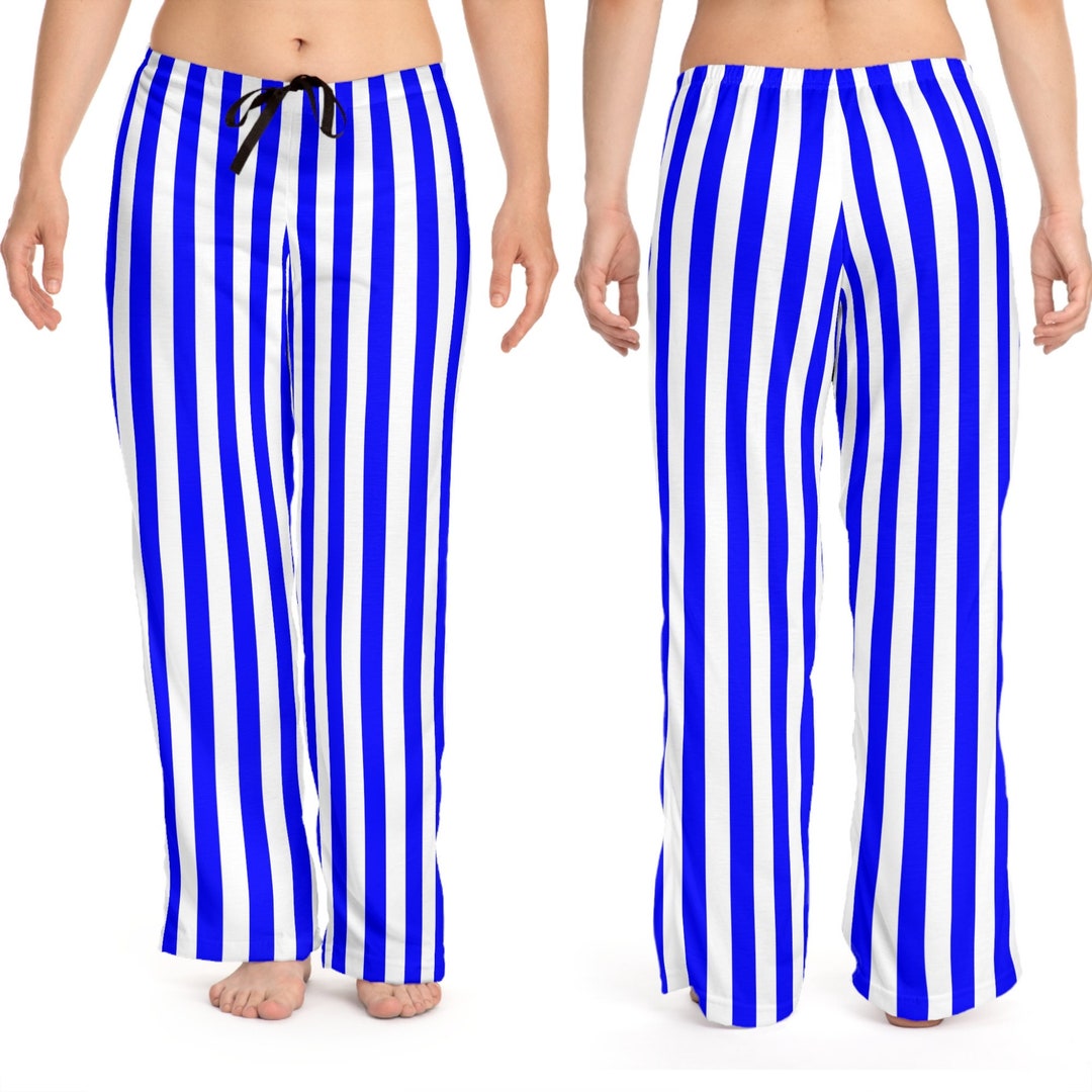 Blue & White Striped Lounge Pants Pajamas / Women's Casual Loungewear ...