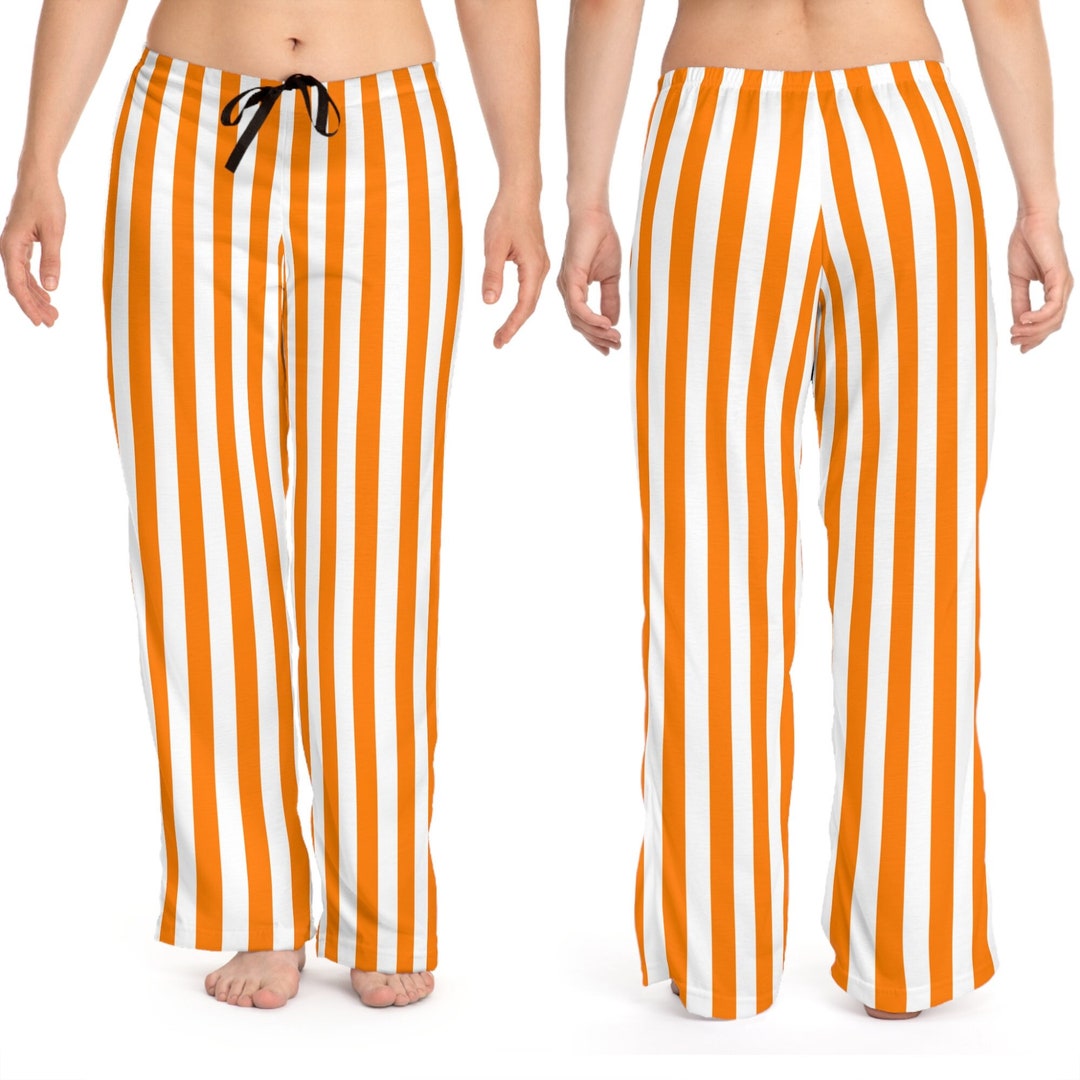 Orange & White Striped Lounge Pants Pajamas / Women's Casual Loungewear 