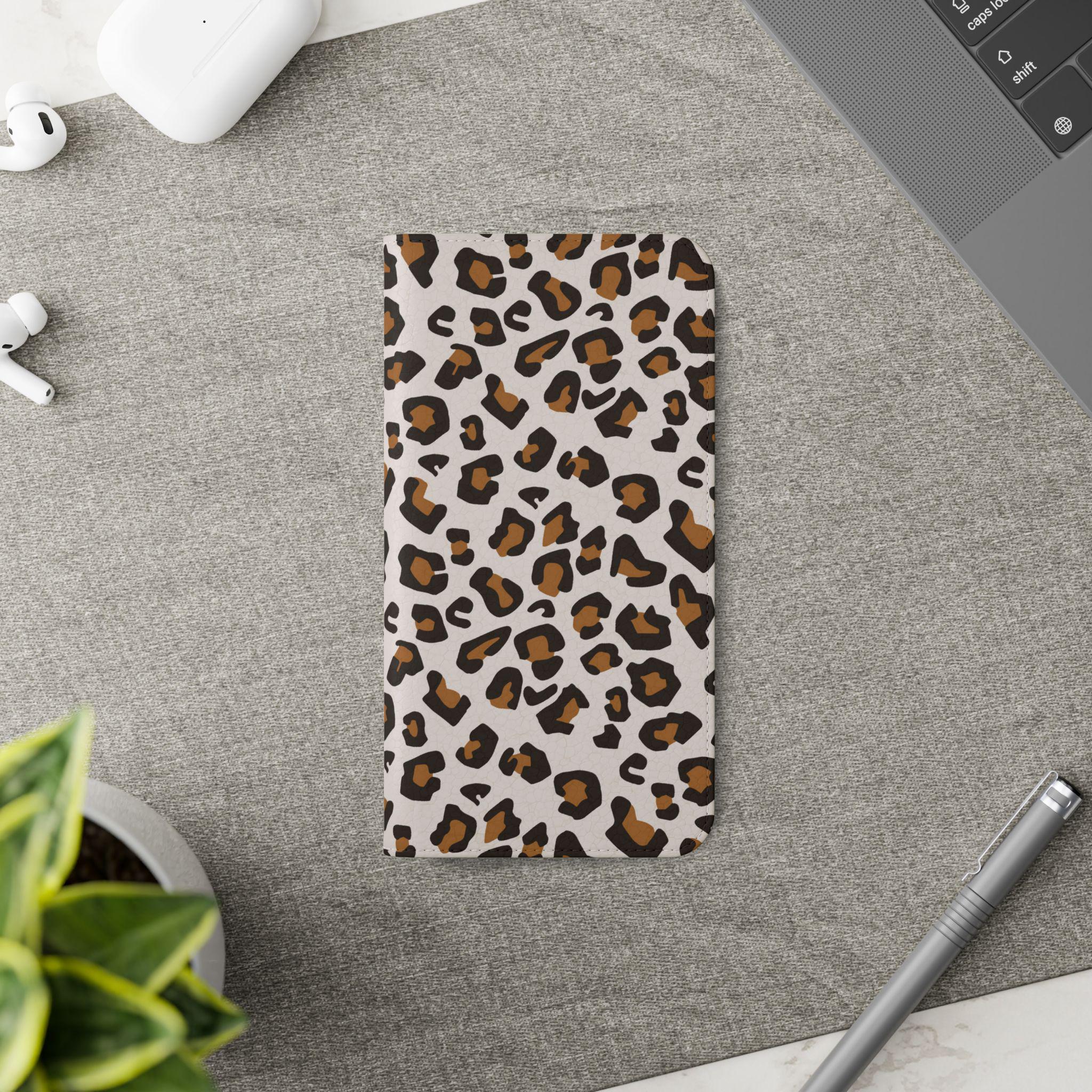 IPhone 13 Pro Max Wallet Case With Card Holder - White Leopard Pattern & Kickstand