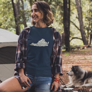 Topo Virginia T-Shirt / Topographische Karte Linien T-Shirt Wandern Camping Outdoor Abenteuer