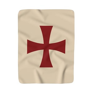 Knights Templar Cross Fleece Blanket 50x60 60x50 Crusader Throw Blanket Sherpa Fleece Blanket Wall Hanging Wall Art