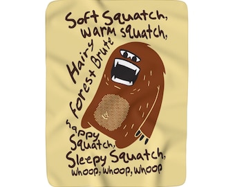 Soft Squatch Sasquatch Sherpa Fleece Blanket 50x60 60x50 Bigfoot Throw Blanket Sherpa Fleece Blanket Wall Hanging Wall Art