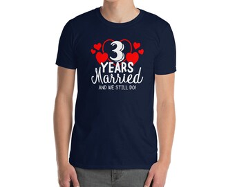 T-shirt Homme Coton Ample - Marque Gildan - Modèle 5000 Pour 3 Ans De Mariage - Drôle Et Confortable