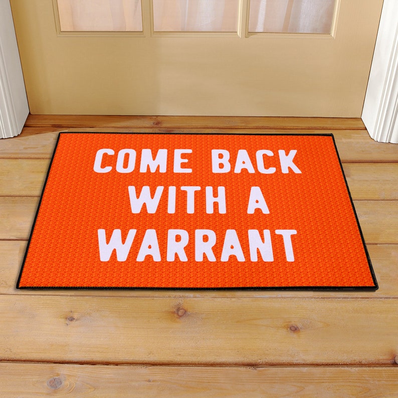 Come Back With A Warrant Doormat Welcome Mat Front Porch Rug In Jumpsuit Orange Gifts For Boyfriend