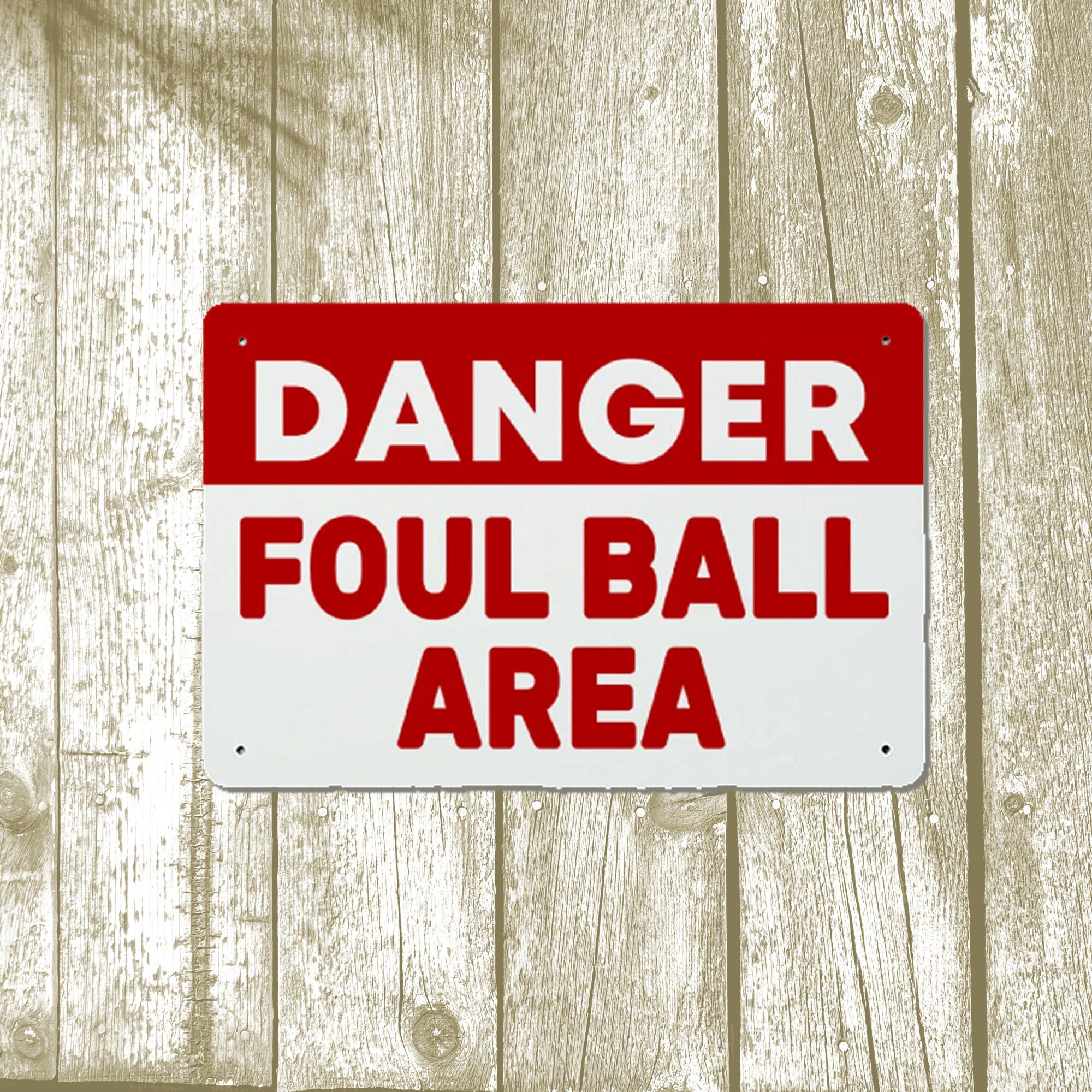 Danger Foul Ball Area 12x8 Metal Sign / Baseball Field Sports Bar Man Cave Decor Little League T-Ball