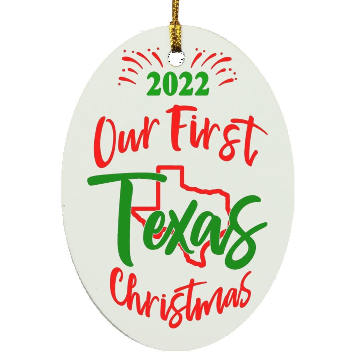 2022 Our First Texas Christmas Tree Ceramic Ornament