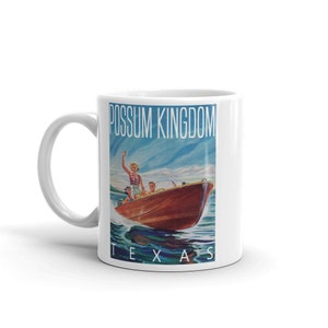 Possum Kingdom Boater Coffee Mug / New Vintage-Style Texas Lake Resort Souvenir / Retro Boating Fishing Cabin Decor image 2