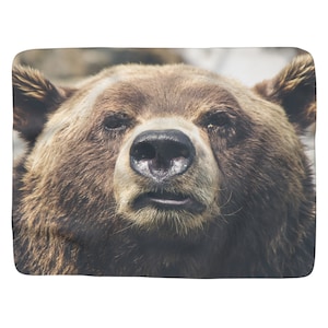 Giant Bear Face Fleece Blanket 50x60 60x50 Big Face Animal Brown Bear Throw Blanket Sherpa Fleece Blanket Wall Hanging Wall Art