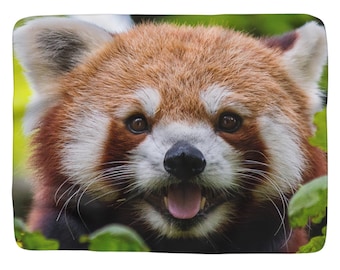 Giant Red Panda Face Fleece Blanket 50x60 60x50 Big Face Animal Asian Firefox Throw Blanket Sherpa Fleece Blanket Wall Hanging Wall Art