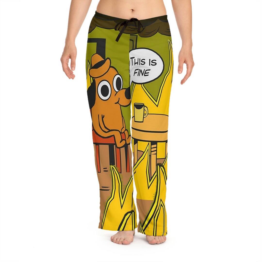 This is Fine Pants Pajamas / Fire Dog Meme Women's Casual Loungewear - Etsy