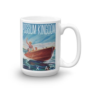 Possum Kingdom Boater Coffee Mug / New Vintage-Style Texas Lake Resort Souvenir / Retro Boating Fishing Cabin Decor image 4