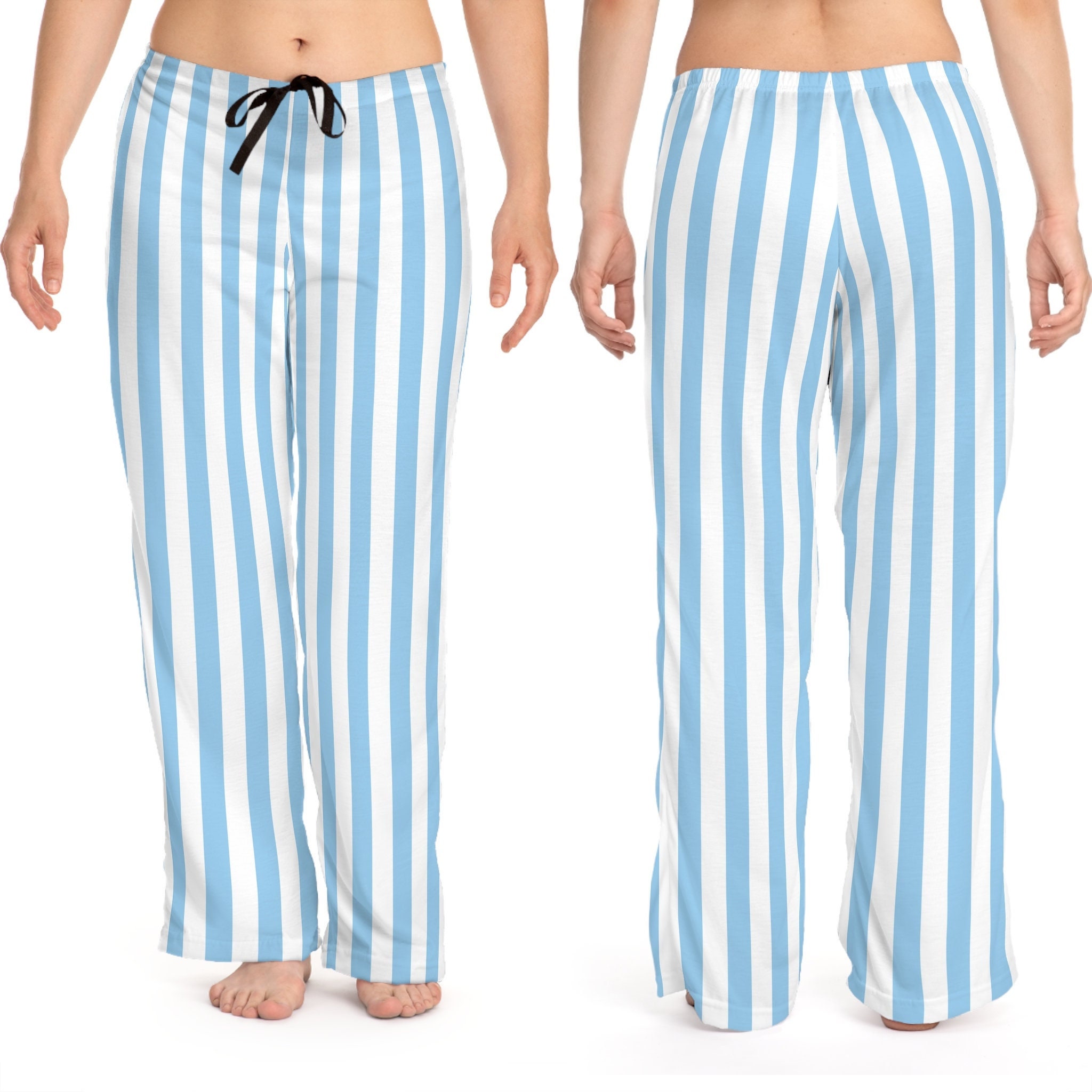 パンツ +DEINET+ STRIPE LOUNGE PANTS IN LIGHT BLUE KDCDL4S31115200F Lizynuty Women Y2k Striped Lounge Pants Elastic Waist Wide