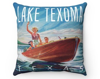 Vintage Chris Craft Spun Polyester Square Pillow by Retro Boater Vintage Chris Craft Spun Polyester Square Pillow by Retro Boater