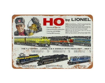 Model Trains Metal Sign 12x8 Vintage 1950s Lionel Catalog Art HO