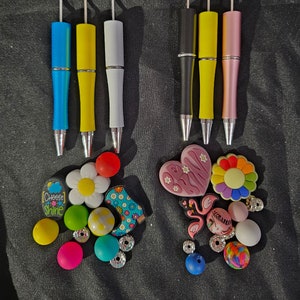 Beaded Pen Kits, DIY Beaded Pen Kits, Pen Kits for Kids, Summer Pen Kits, Flamingo DIY Pen Kit, Flower Do It Yourself Pen Kit
