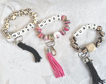 Pulseras de enfermera, pulseras de enfermería con cuentas, llaveros de enfermera, pulseras para enfermeras, llaveros para enfermeras