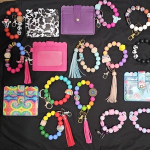 Cartera de pulsera, Cartera con llavero, Cartera de pulsera para mujer, Cartera con llavero, Cartera de pulsera con cuentas Cartera de pulsera con cuentas de silicona