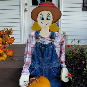 Wooden Scarecrow Sitting Scarecrow Wooden Fall Porch Sitter Fall Home Decor Scarecrow Porch Sitter Fall Porch Decorations Outdoor Fall Decor