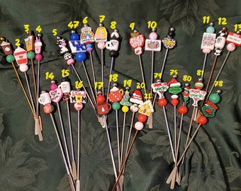 Drink Stirrers, Coffee Stirrers, Beaded Stir Sticks, Beaded Coffee Stirrers, Beaded Cocktail Stirrers, Beaded Drink Stirrers, Cocoa Stirrers