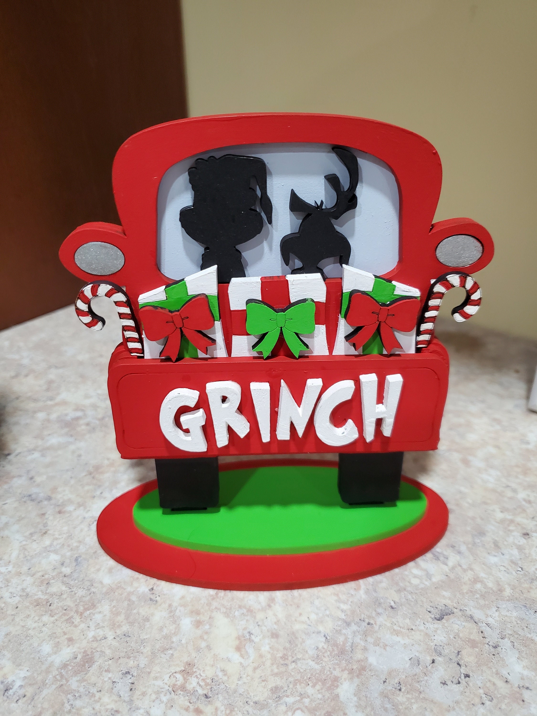GRINCH TRUCK PREORDER, Grinch Christmas Decor, Grinch Tiered Tray