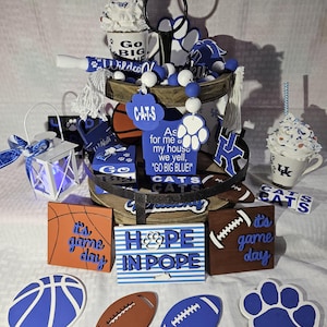 Kentucky Wildcats Tiered Tablett, großes blaues Tiered Tablett Dekor, Kentucky Perlengirlande, Kentucky Wildcats Wohnkultur, Universität von Kentucky