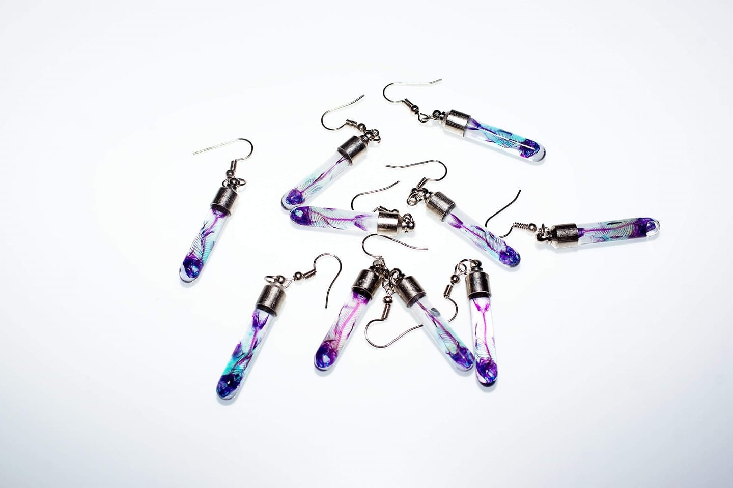 Diaphonised Neon Tetra Earrings - Diaphonized - Taxidermy - Specimen - Oddities - Cleared and Stained