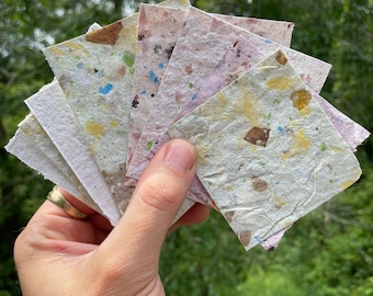 Spell Paper with Diamond Dust (Herkimer) and Dried Flowers - Handmade Intention Paper - Wish Paper - Petition Paper
