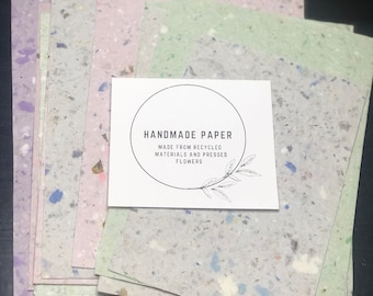 Handmade Paper Cut Edge 10 sheets - free shipping, recycled paper, assorted small sizes