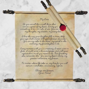 Custom Scroll - Wax Sealed Letter - Personalized - Love Letter - Scroll Invitation - Wedding Vows - Tea Dyed Paper - 7.5x10 inches