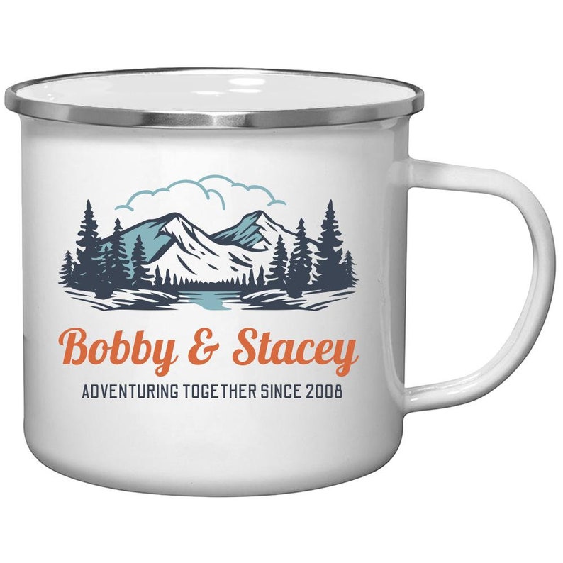 Color Camping Tin Mug Personalized with Your NAMES and YEAR Etsy