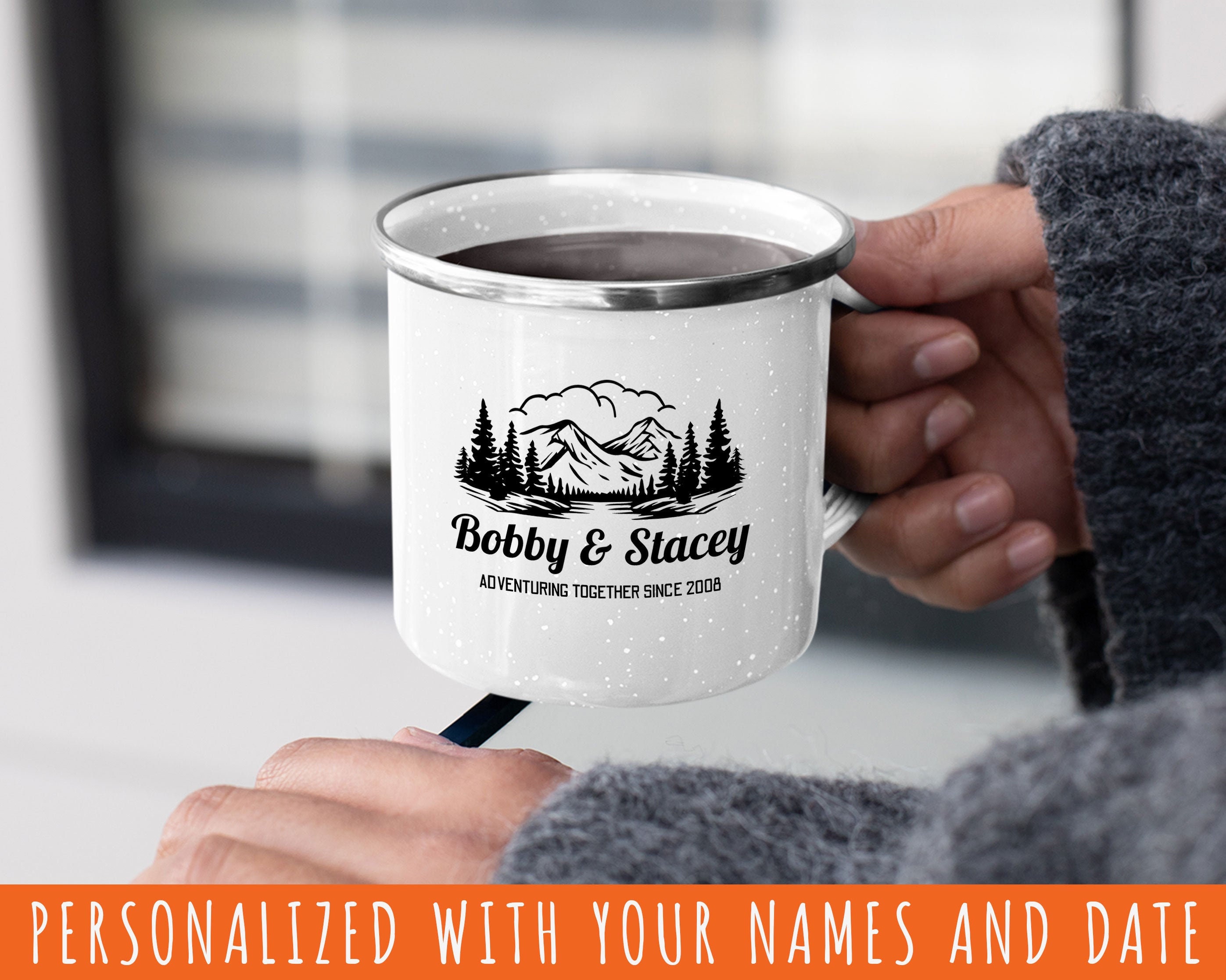 Camping Tin Coffee Mug Personalized with Your NAMES and Etsy