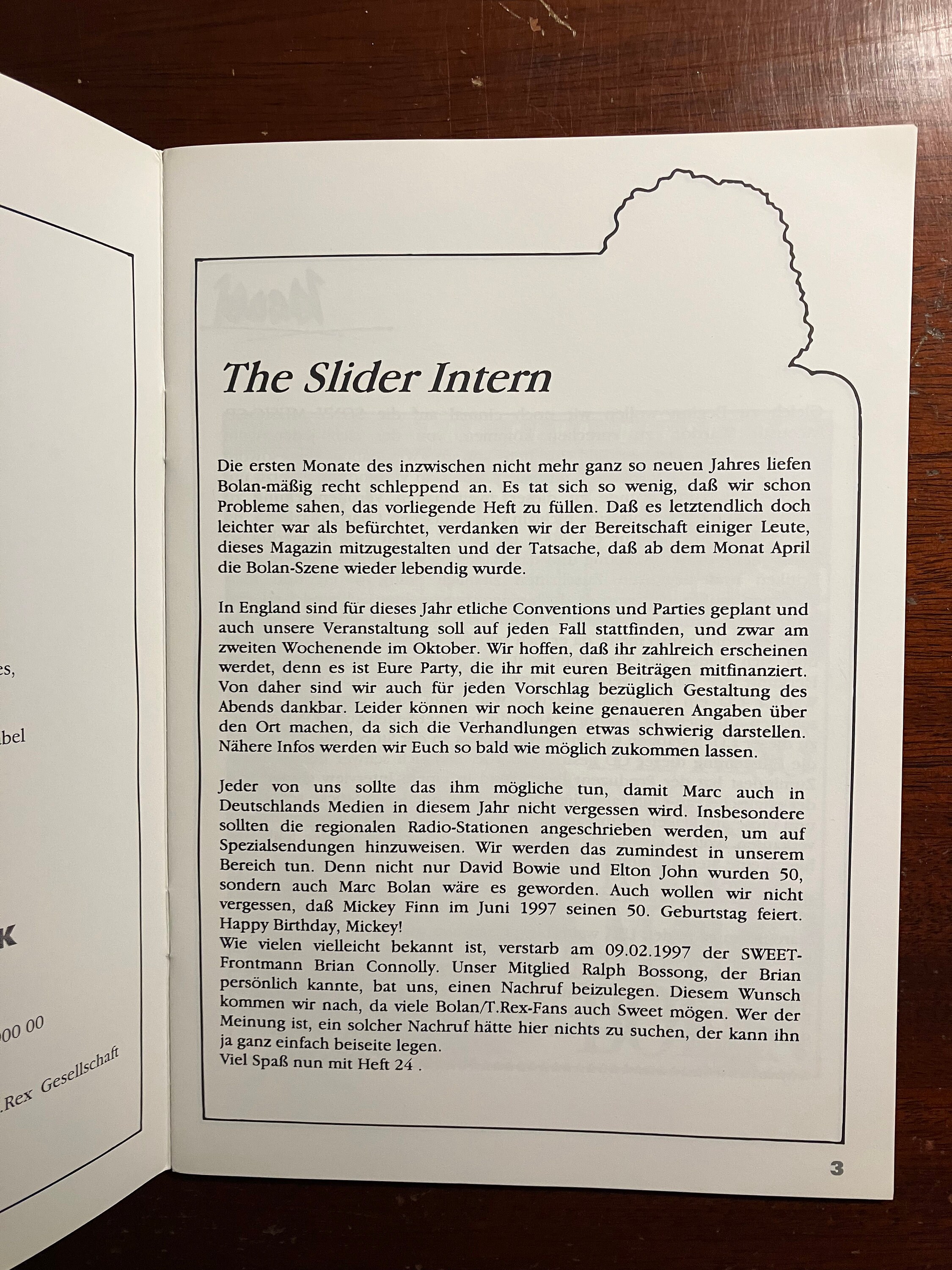 The Slider Marc Bolan T-rex 24 1990s Vintage German Fanzine - Etsy