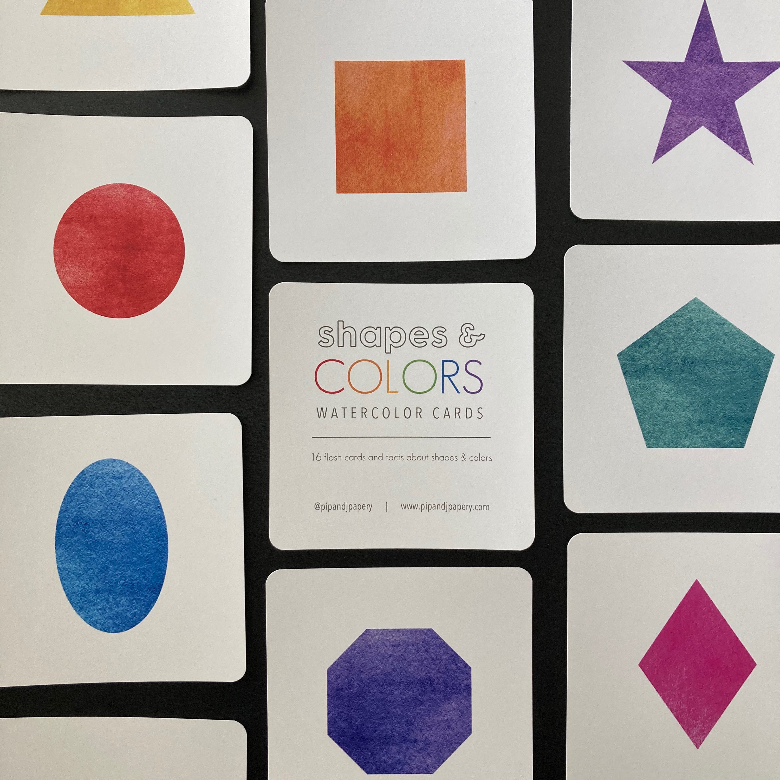 Shapes and Colors Watercolor Cards - Shape Cards - Color Cards - Shapes